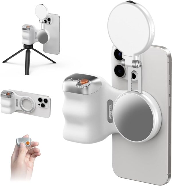 Poignée pour smartphone portable avec télécommande sans fil et lumière